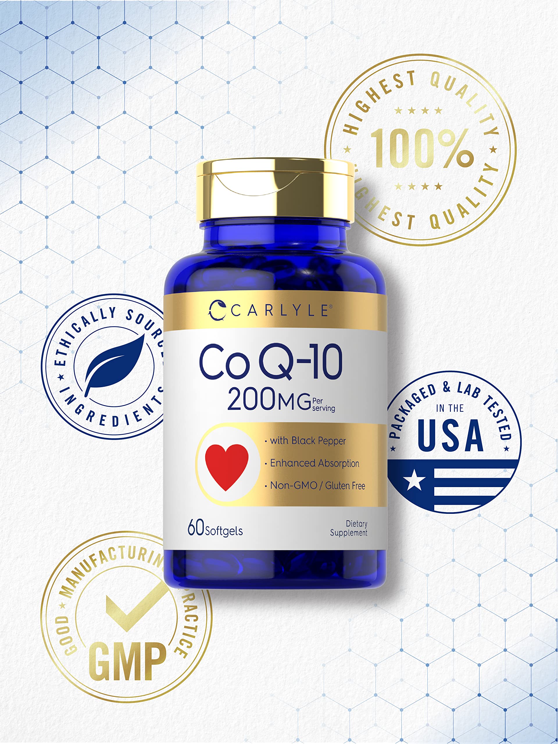 Carlyle CoQ10 with black pepper extract for enhanced absorption