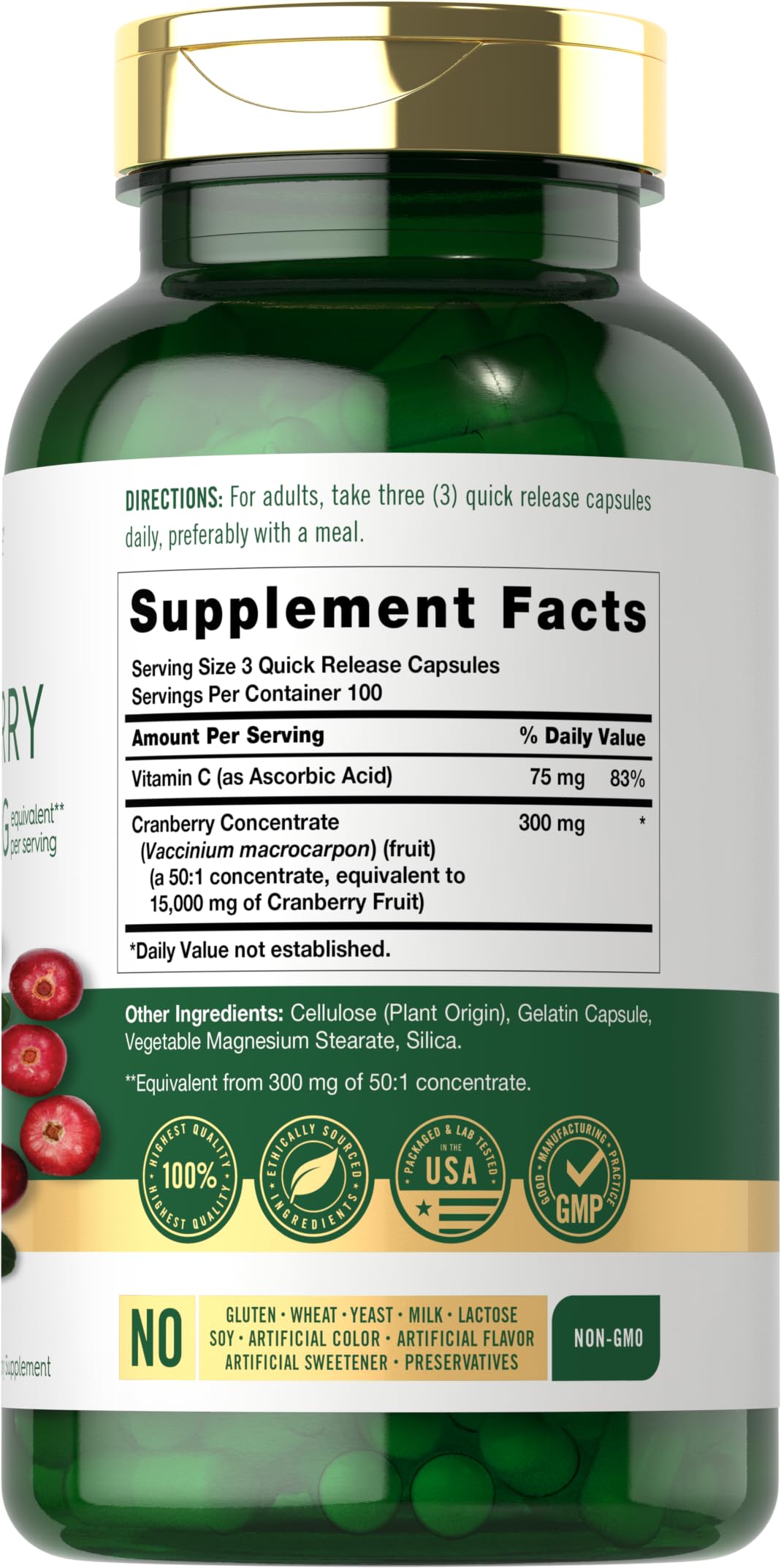 Carlyle Cranberry Pills capsules close up showing quick release design