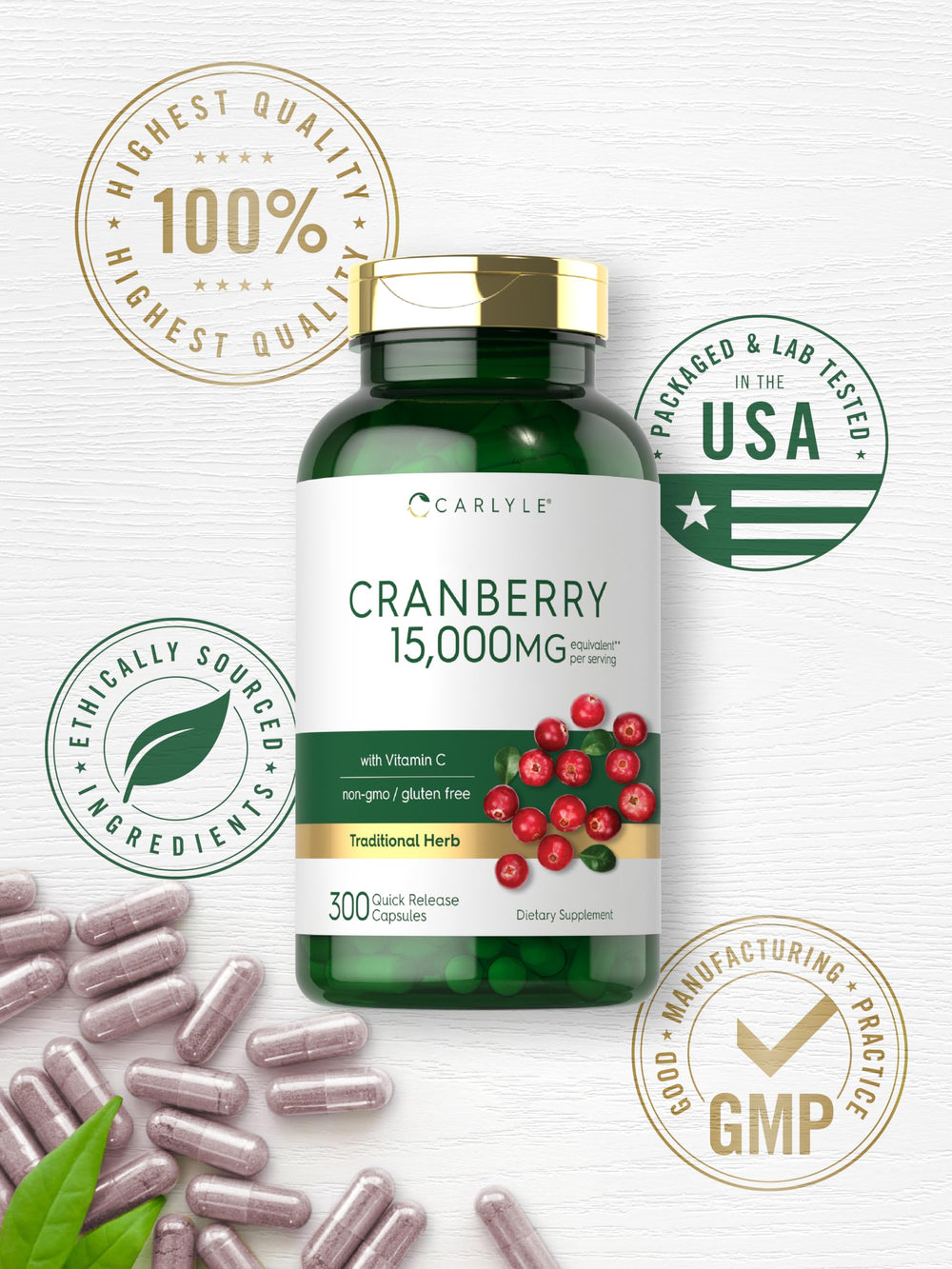 Carlyle Cranberry Pills capsules ready to swallow for daily use