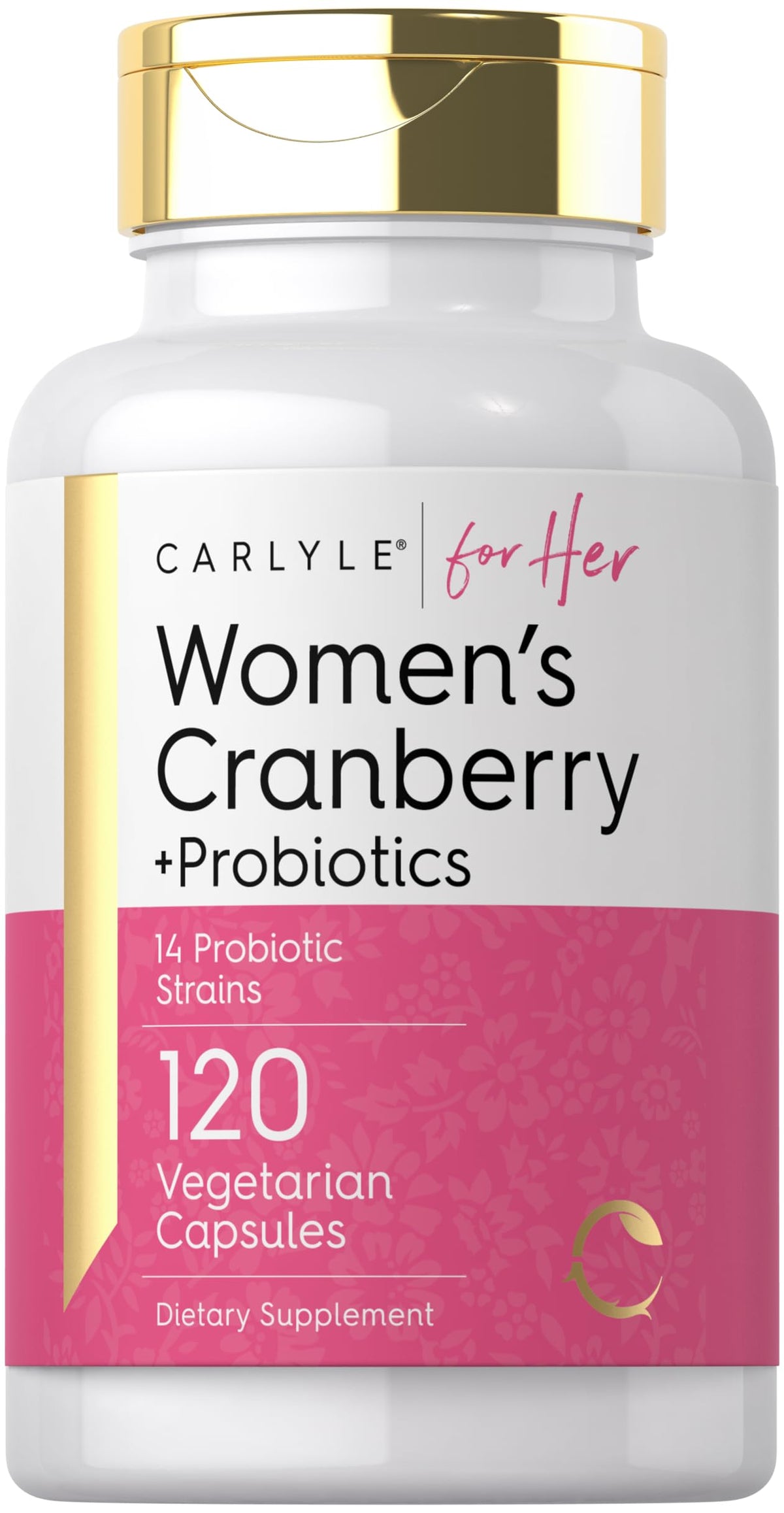 Carlyle Cranberry Plus Probiotics bottle shown for daily wellness.