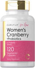 Carlyle Cranberry Plus Probiotics bottle shown for daily wellness.