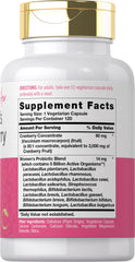 Carlyle Cranberry Plus Probiotics capsules close-up highlighting 14 strains.