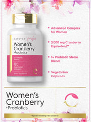Carlyle Cranberry Plus Probiotics ingredients panel emphasizes premium quality.