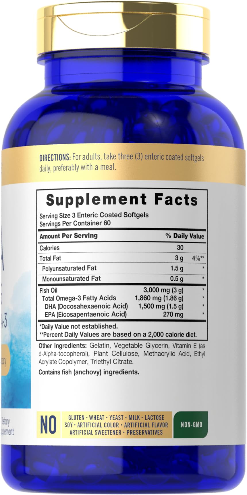 Carlyle DHA softgels closeup highlighting potency of omega-3 capsules