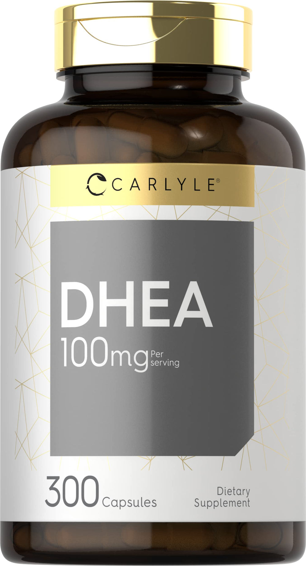 Carlyle DHEA 100mg bottle with capsules for daily wellness.
