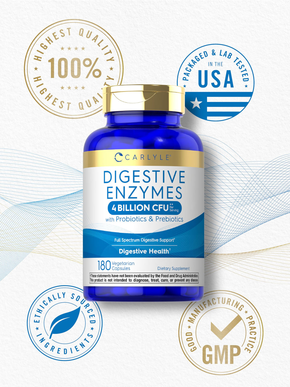 Carlyle Digestive Enzymes on kitchen counter for everyday wellness.