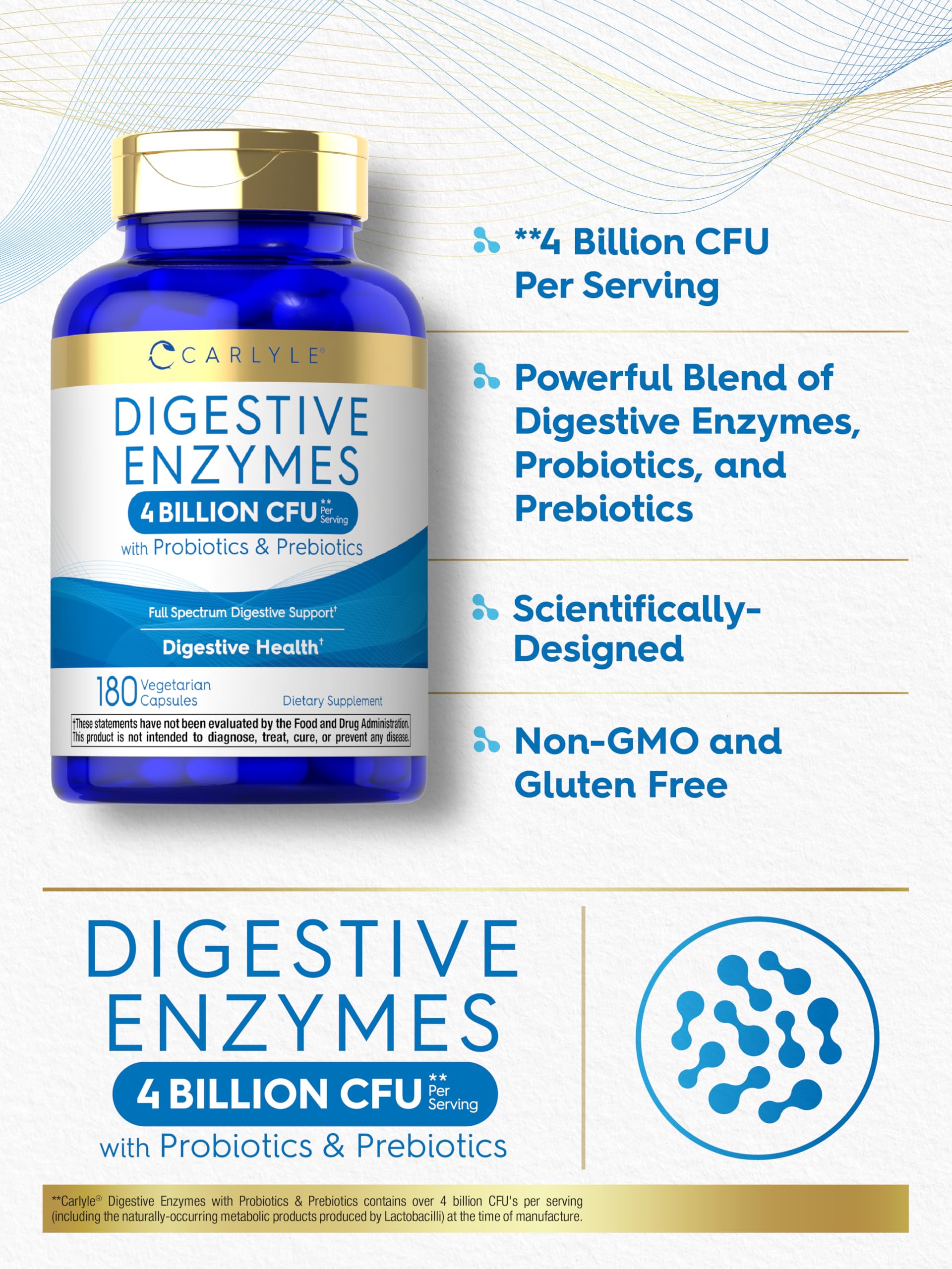 Two Carlyle Digestive Enzymes capsules ready near meals for support.