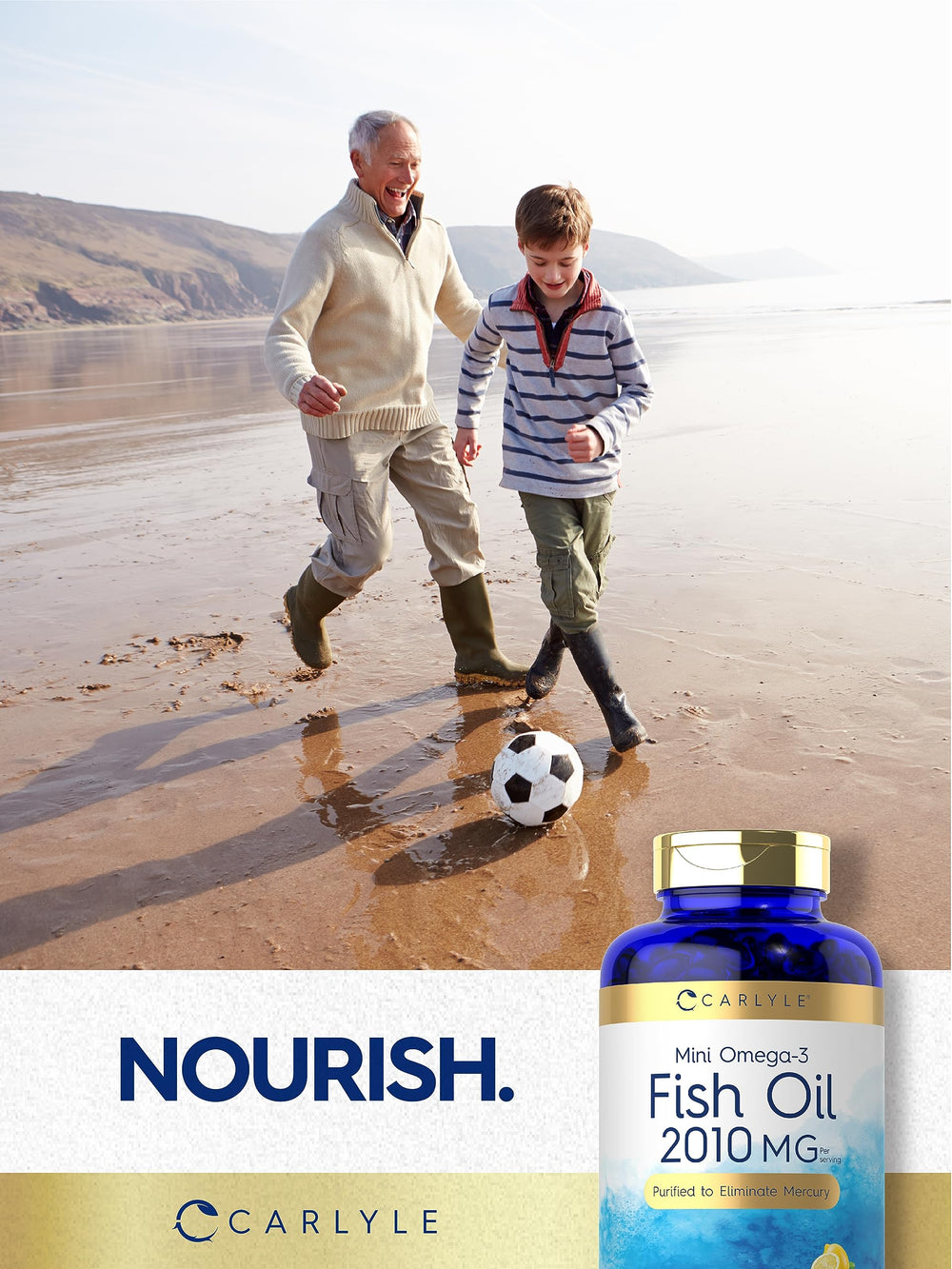 Carlyle easy-to-swallow softgels in hand for daily use.