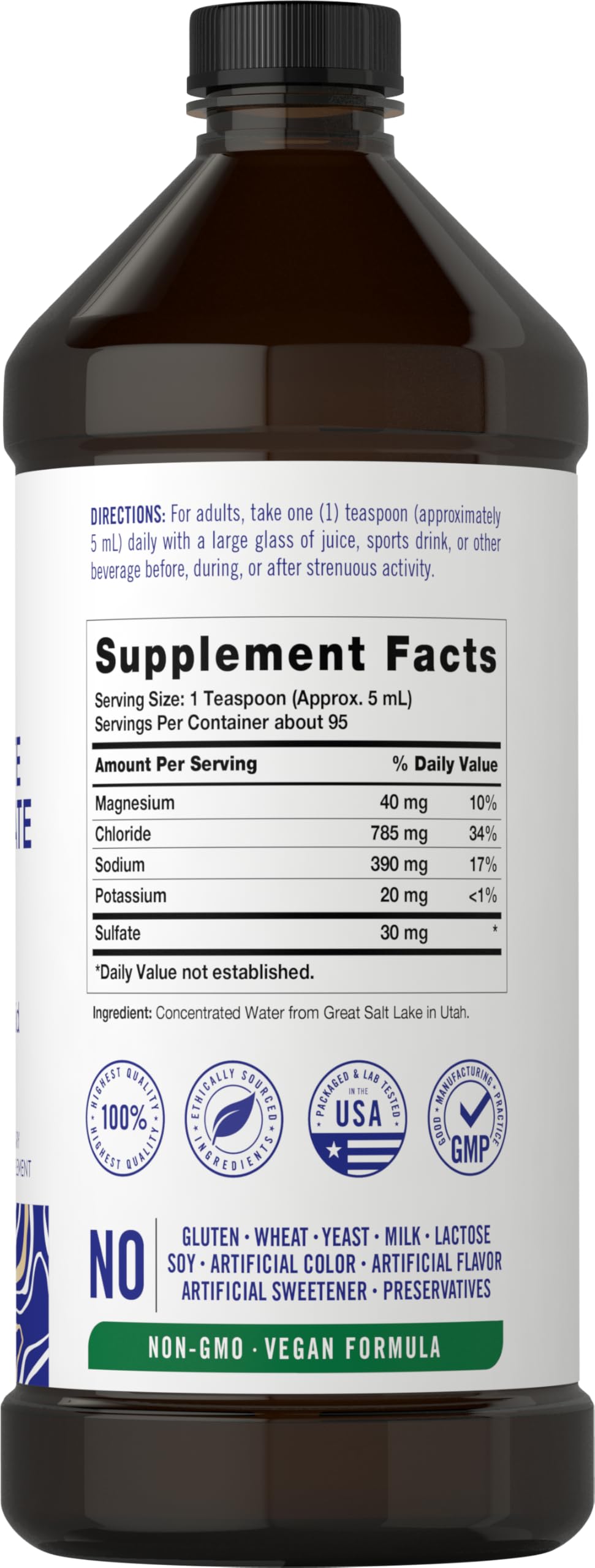 Carlyle Electrolyte Concentrate label close-up highlighting clean ingredients.