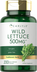 Carlyle extracto de Lechuga Silvestre en botella, potencia natural para el bienestar.