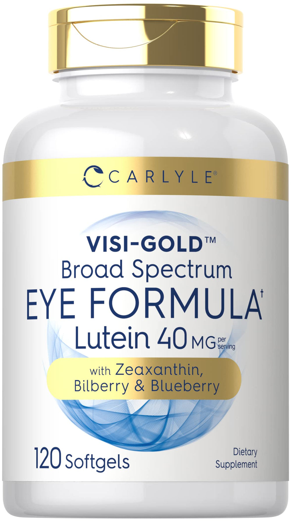 Carlyle Eye Health softgels bottle featuring lutein and zeaxanthin for daily eye care.