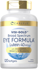 Carlyle Eye Health softgels bottle featuring lutein and zeaxanthin for daily eye care.