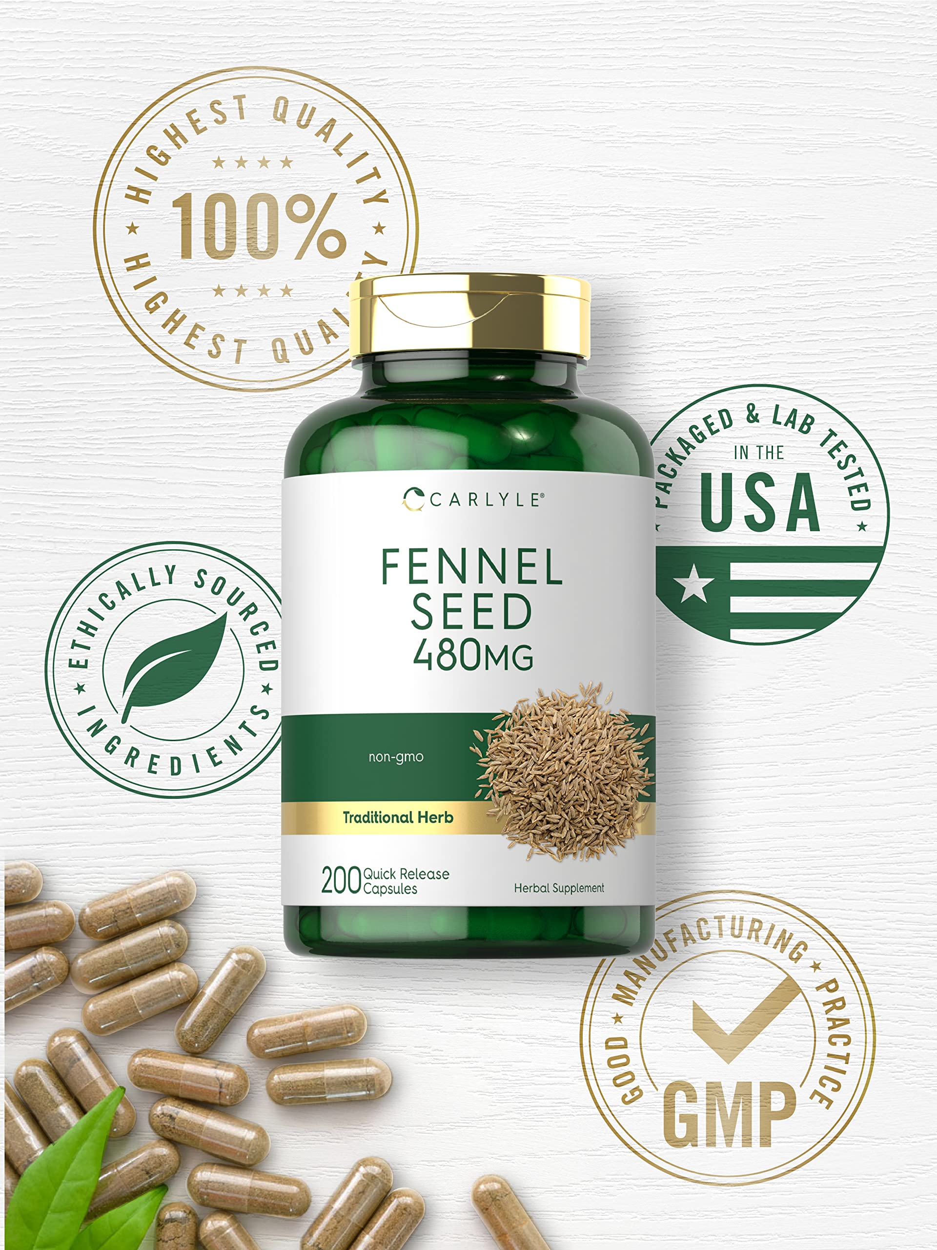 Carlyle Fennel Seed 480mg bottle back view