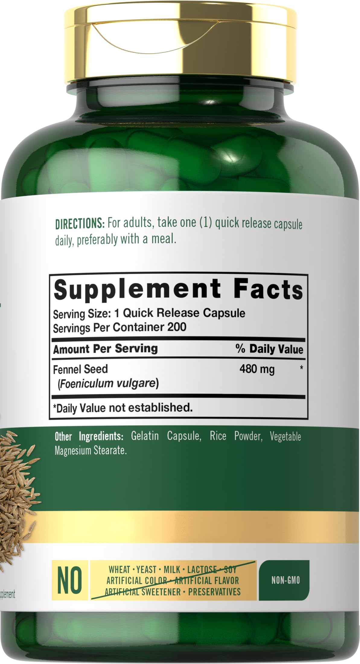 Carlyle Fennel Seed 480mg capsules close-up