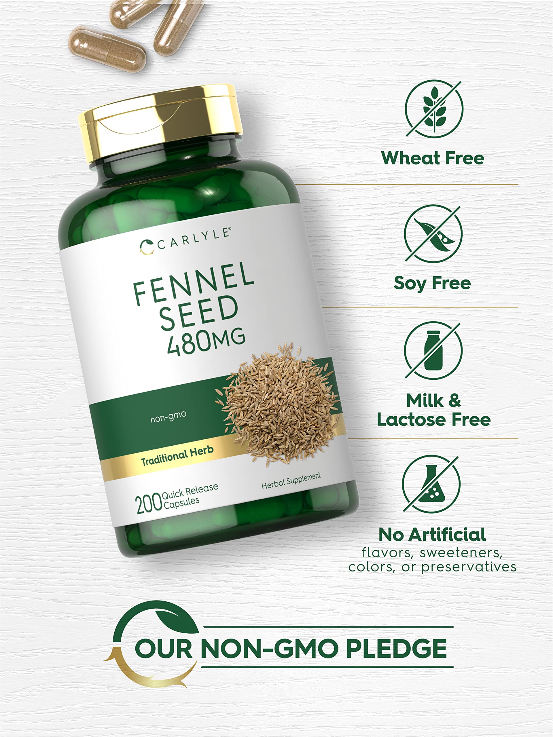 Carlyle Fennel Seed 480mg ingredients panel