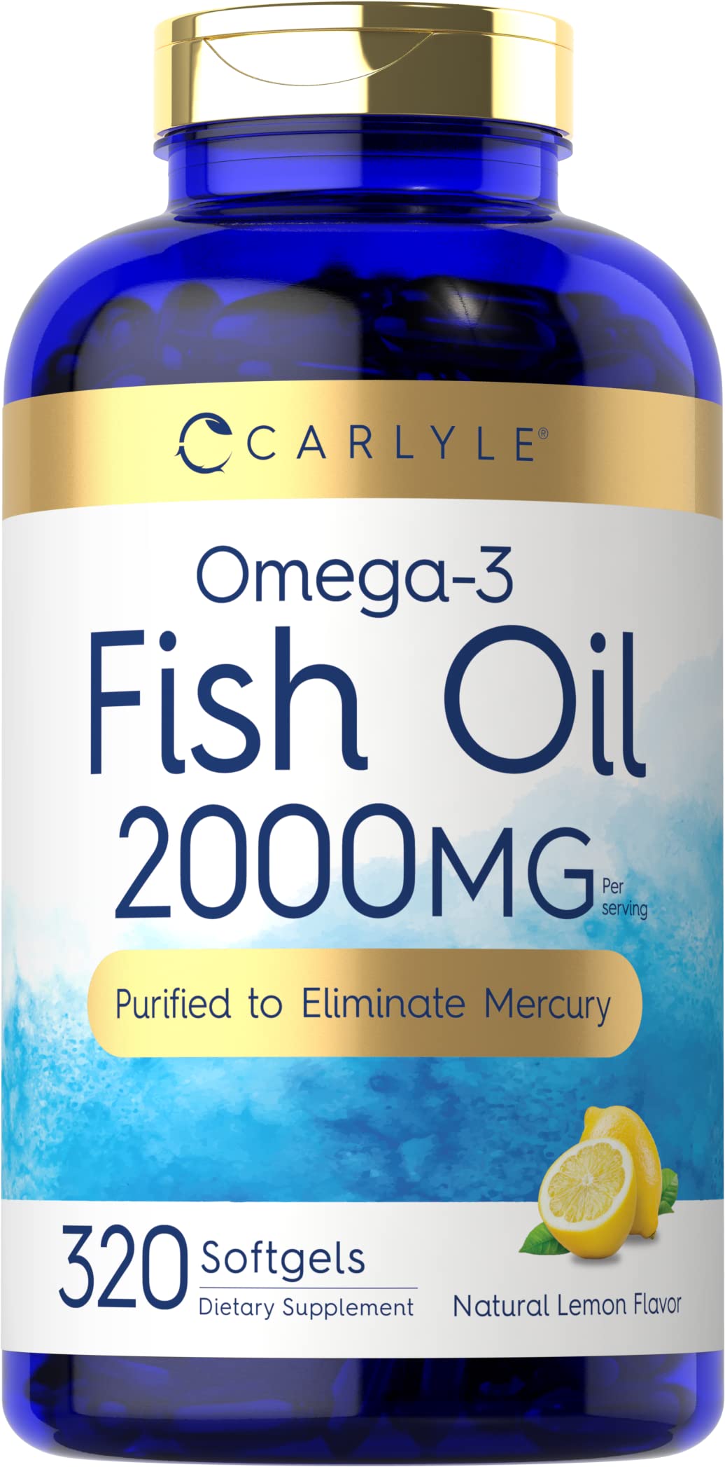 Carlyle Fish Oil 2000mg bottle signals high potency for daily support