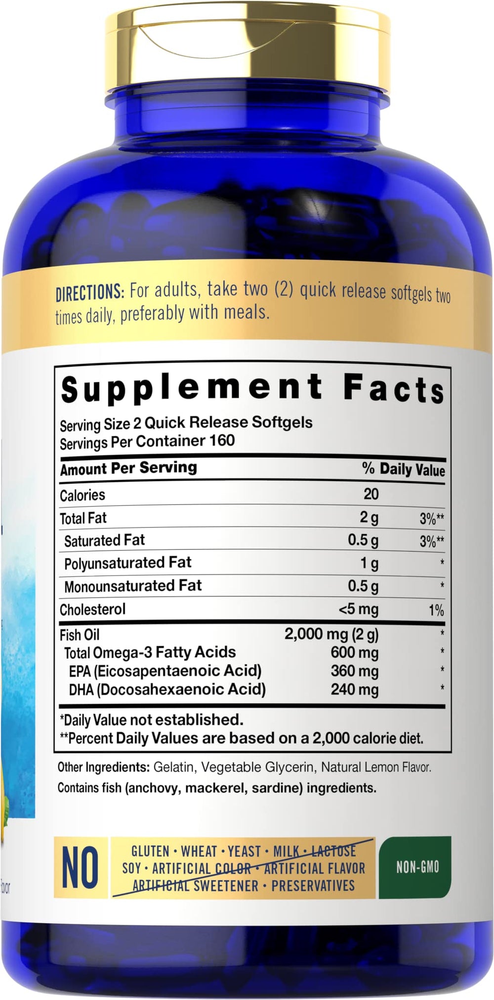 Carlyle Fish Oil 2000mg softgels ready for quick, smooth swallowing