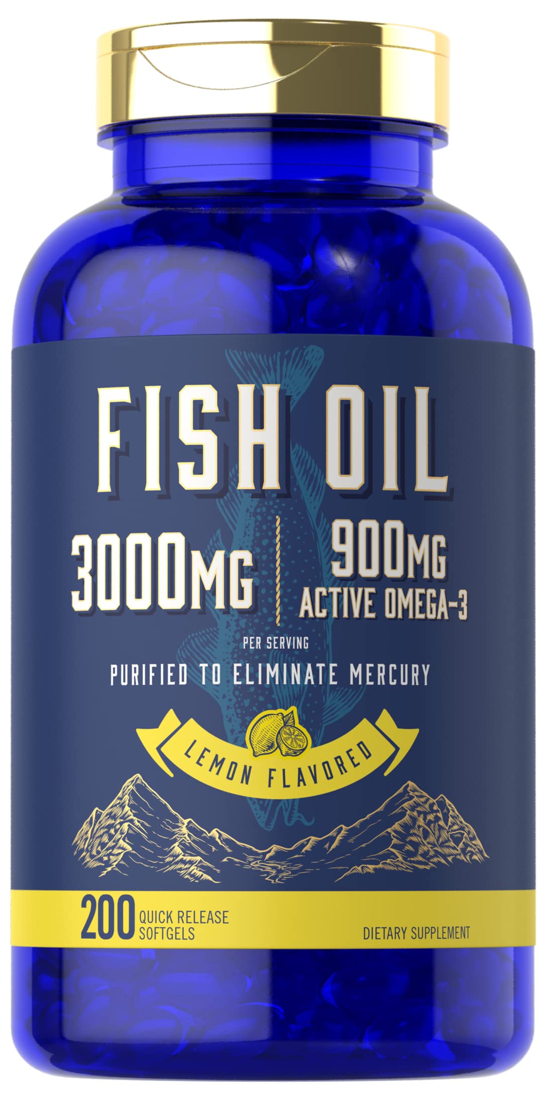 Carlyle Fish Oil bottle with lemon label for daily omega-3 support.