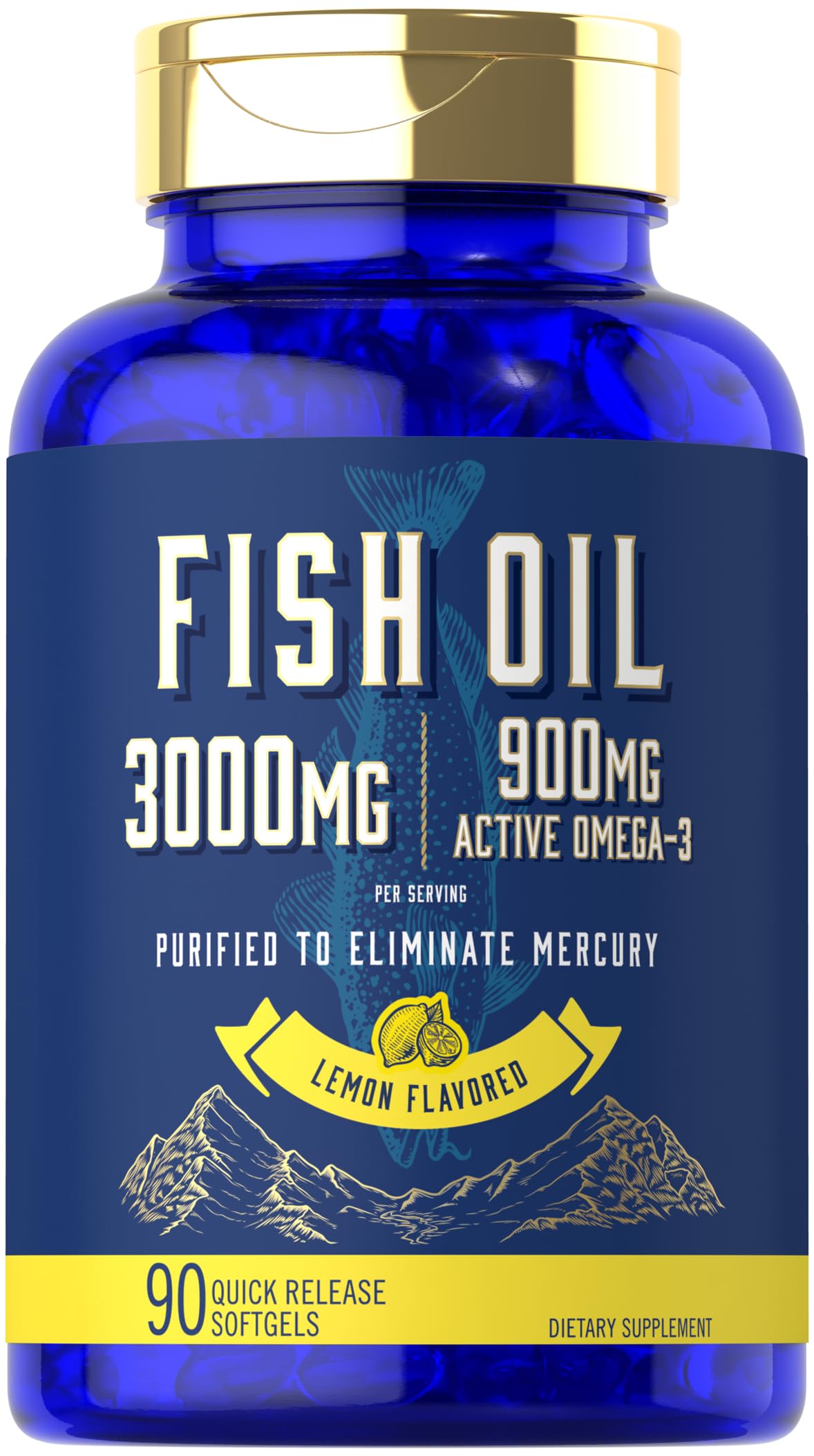 Carlyle Fish Oil 3000mg lemon bottle with high-potency omega-3 profile for daily use.