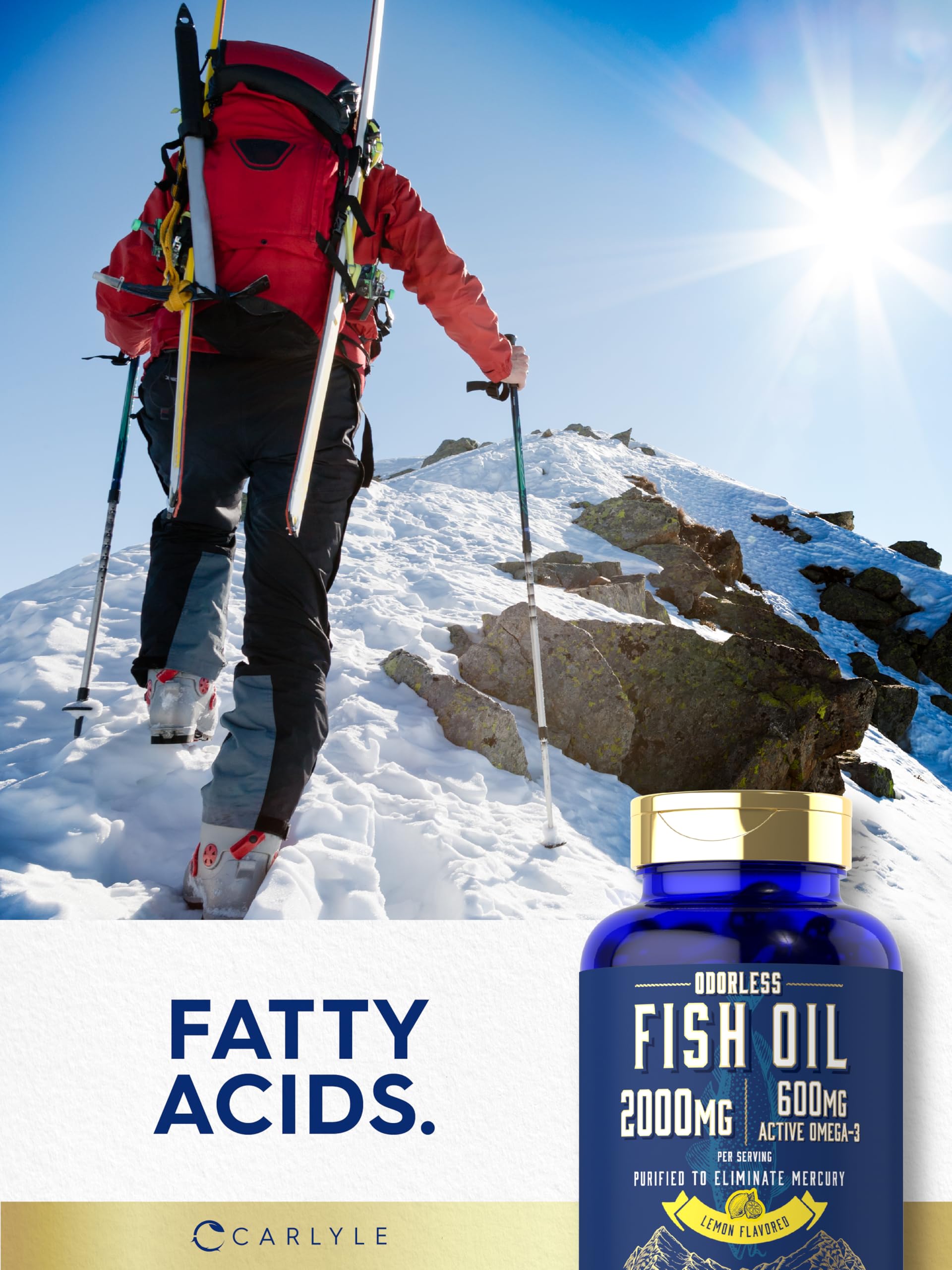 Lifestyle shot of men and women using Carlyle Fish Oil in daily routine.