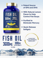 Carlyle Fish Oil lemon flavor label highlighting taste.
