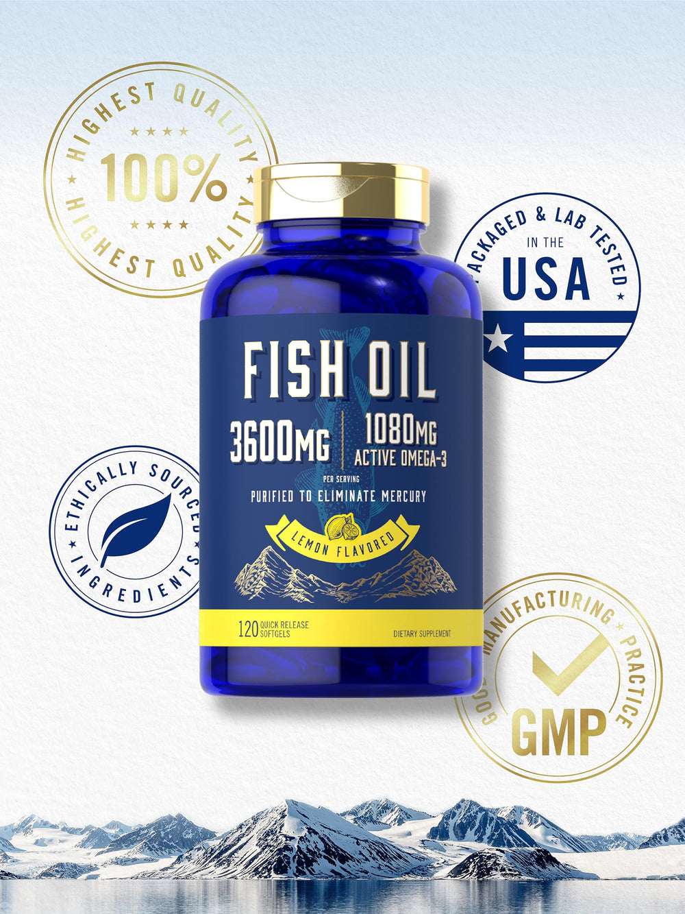 Carlyle Fish Oil non-GMO label signaling clean sourcing.