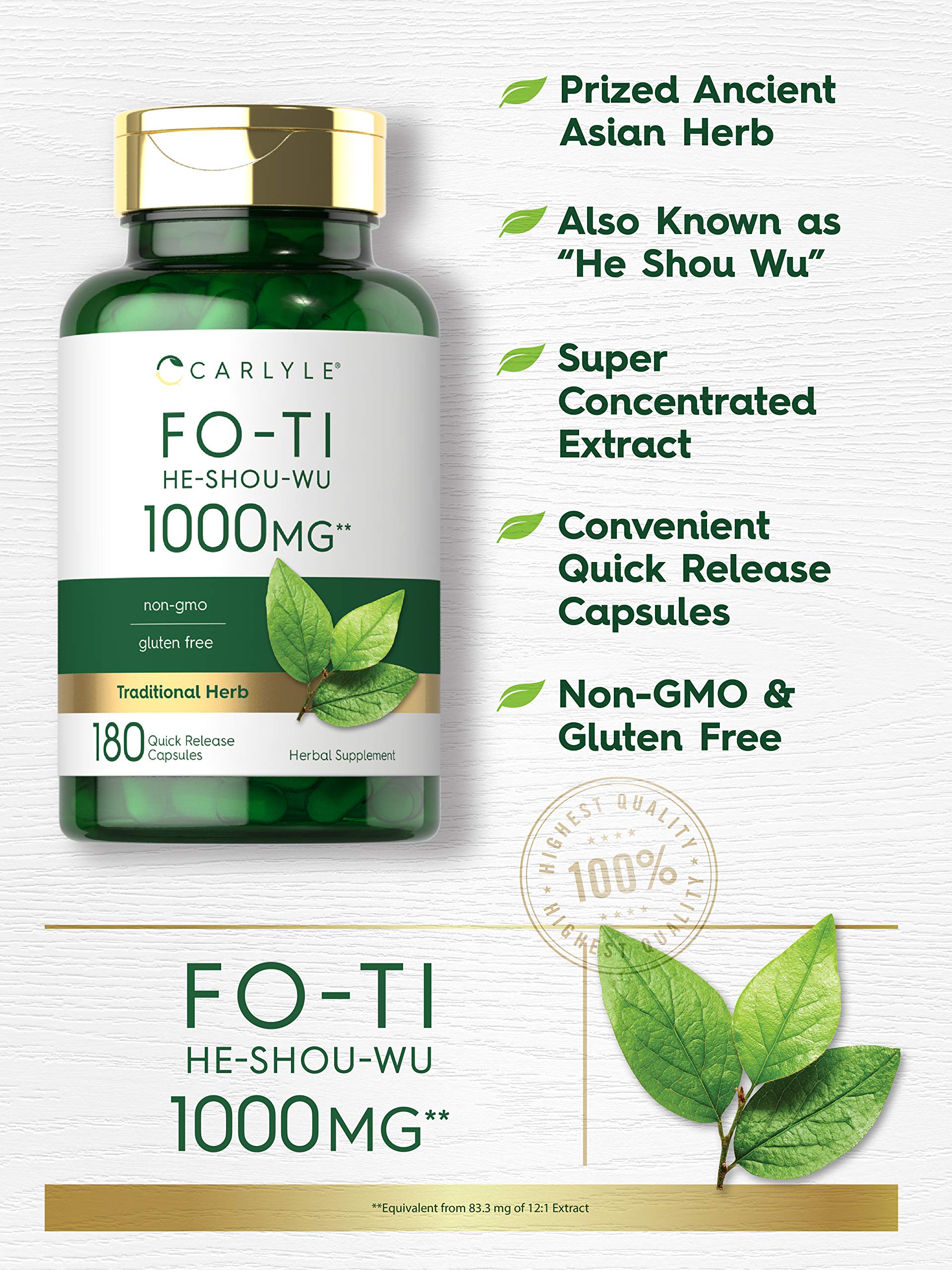 Fo-Ti root-based formula package highlighting traditional herb heritage and premium quality.