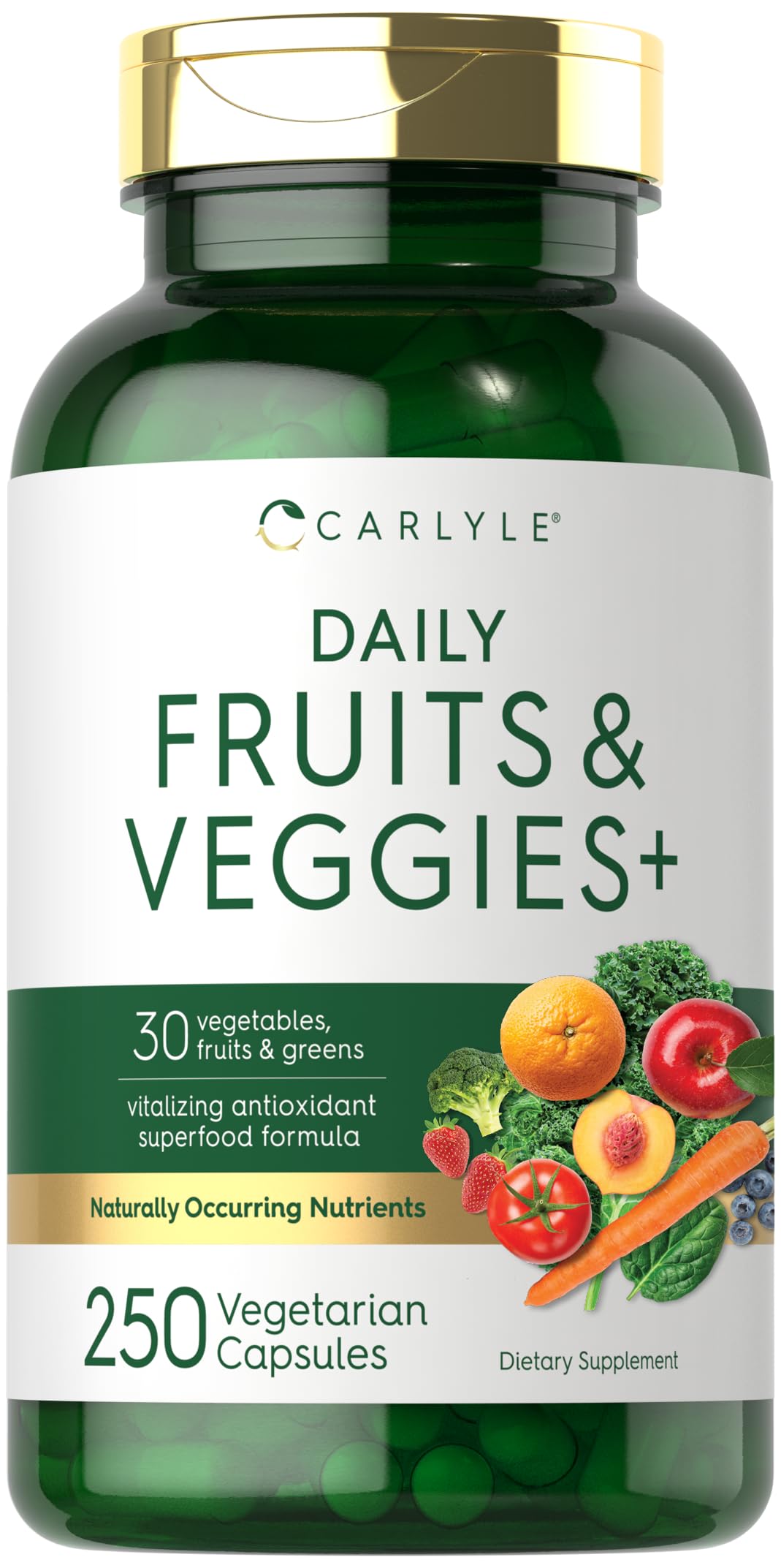 Carlyle Fruits & Veggies bottle front view for daily antioxidant support