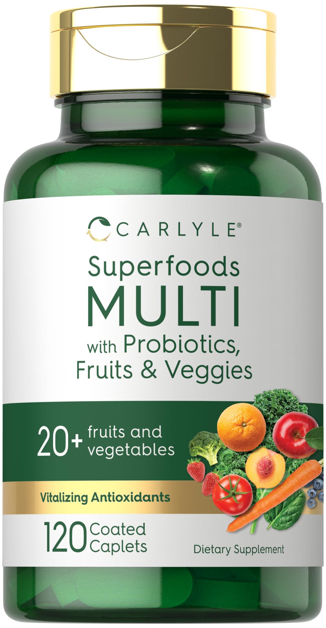 Carlyle Frutos y Verduras Suplemento: cápsula que aporta variedad de frutas para la nutrición diaria.