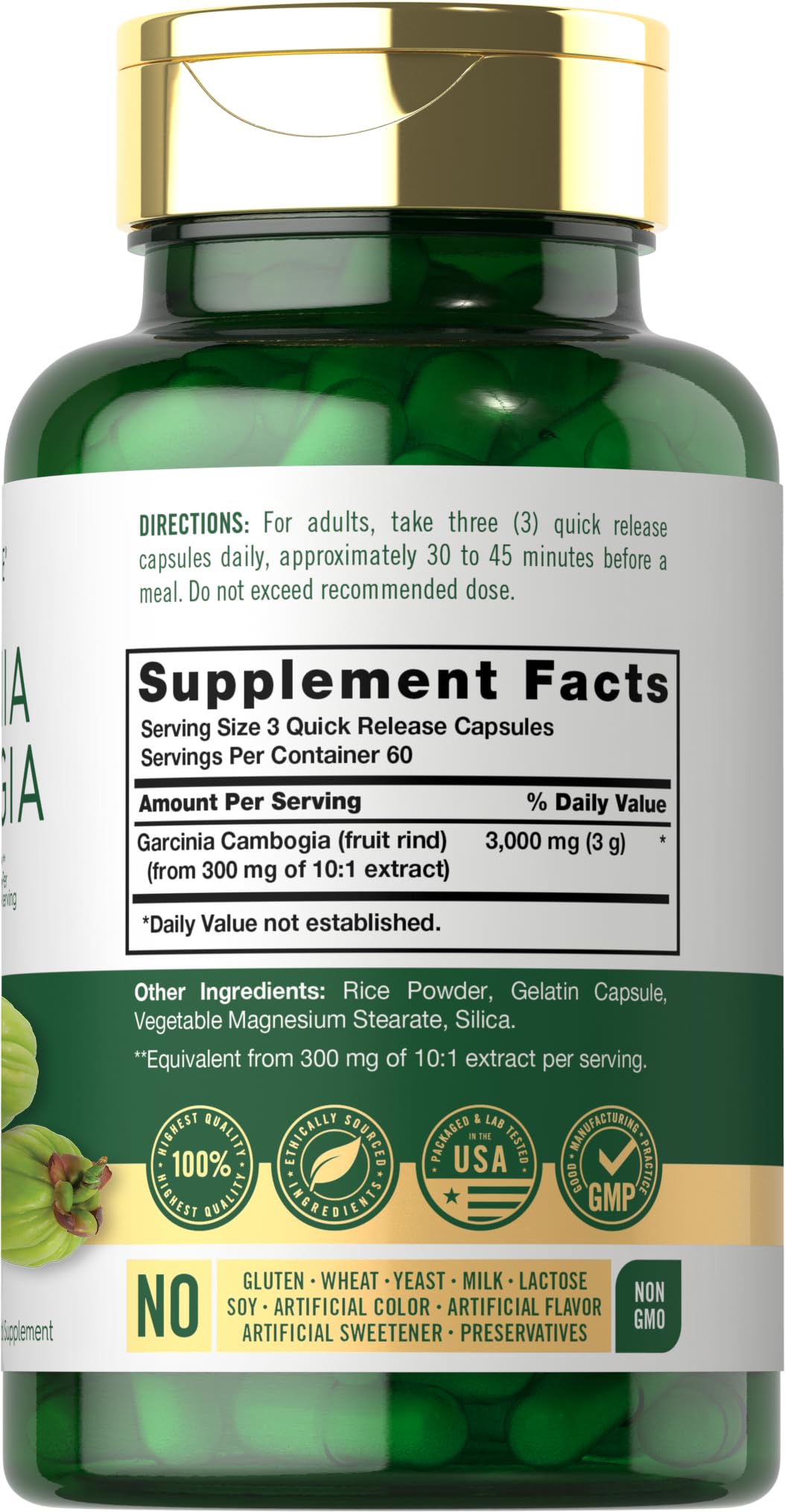 Etiqueta de Carlyle Garcinia Cambogia destaca ingredientes de calidad