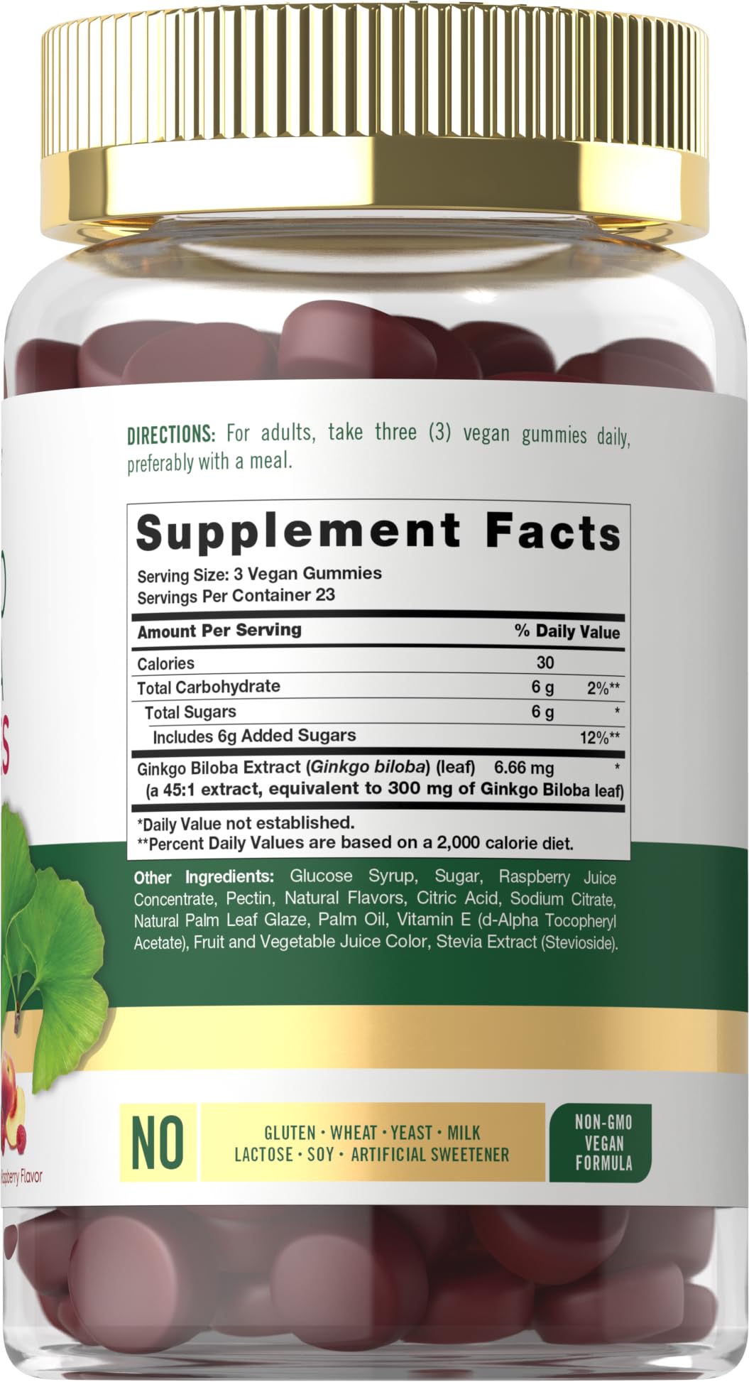 Carlyle Ginkgo Biloba gummies in peach raspberry flavor for daily wellness