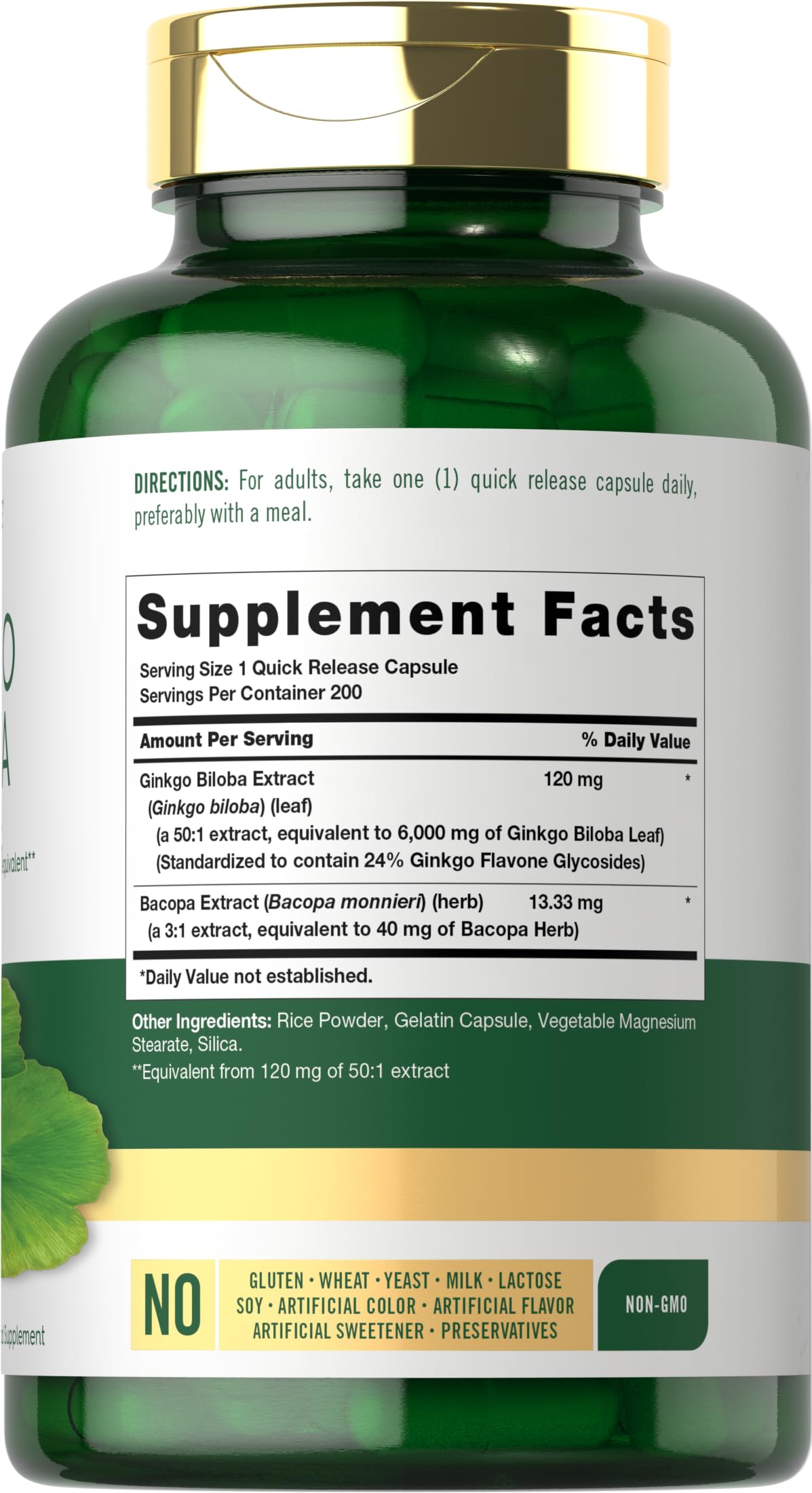 Carlyle Ginkgo Biloba pills close-up highlighting quick-release capsules for on-the-go support