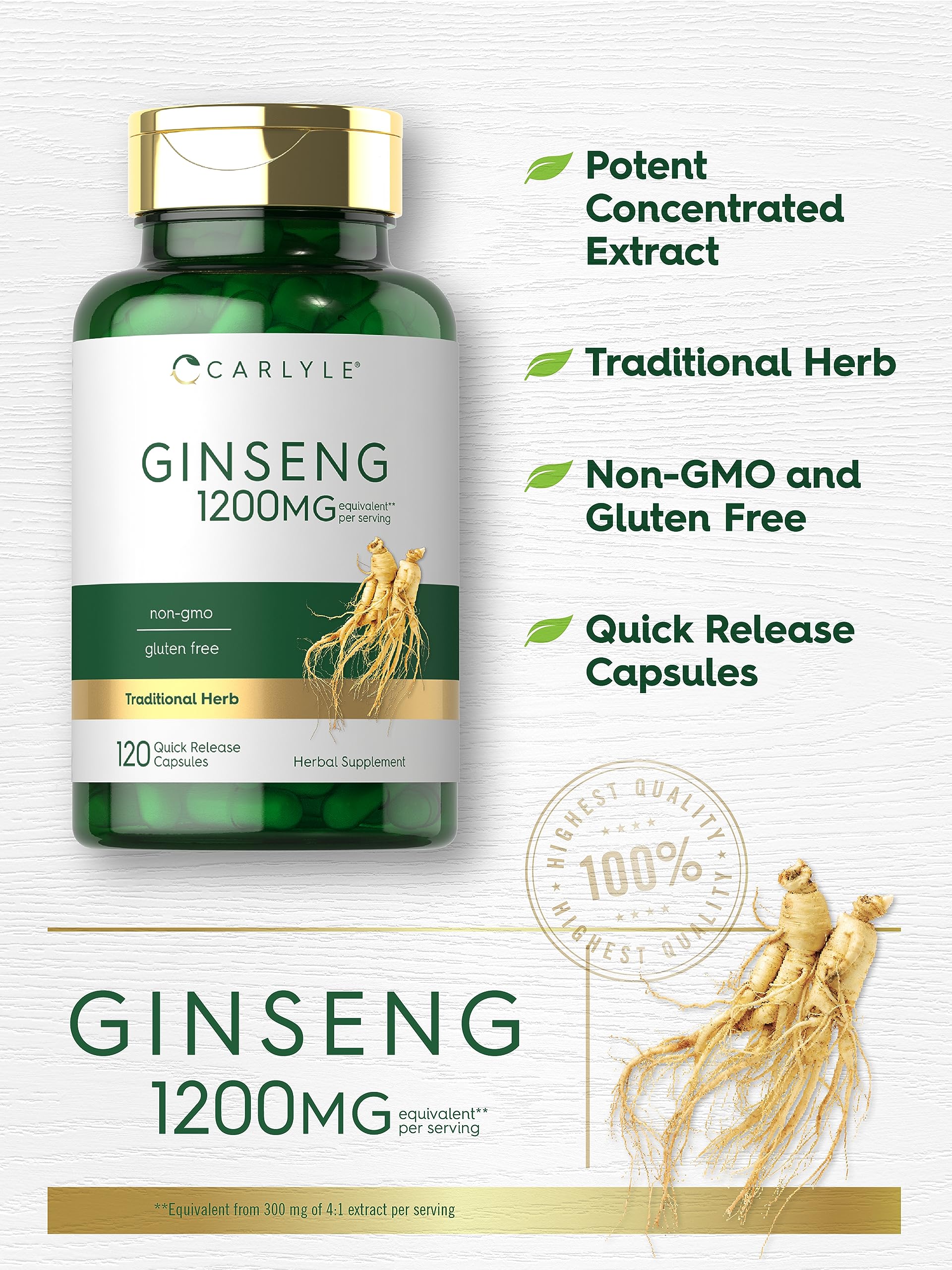 Carlyle extracto de ginseng: cápsulas en primer plano liberación rápida
