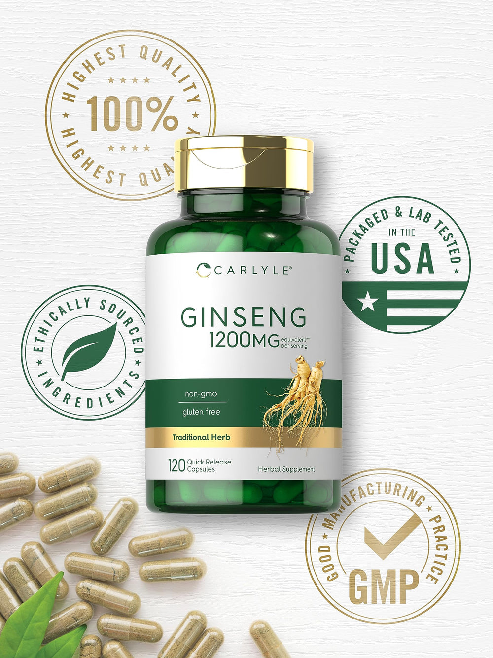 Carlyle extracto de ginseng: libre de gluten para dietas