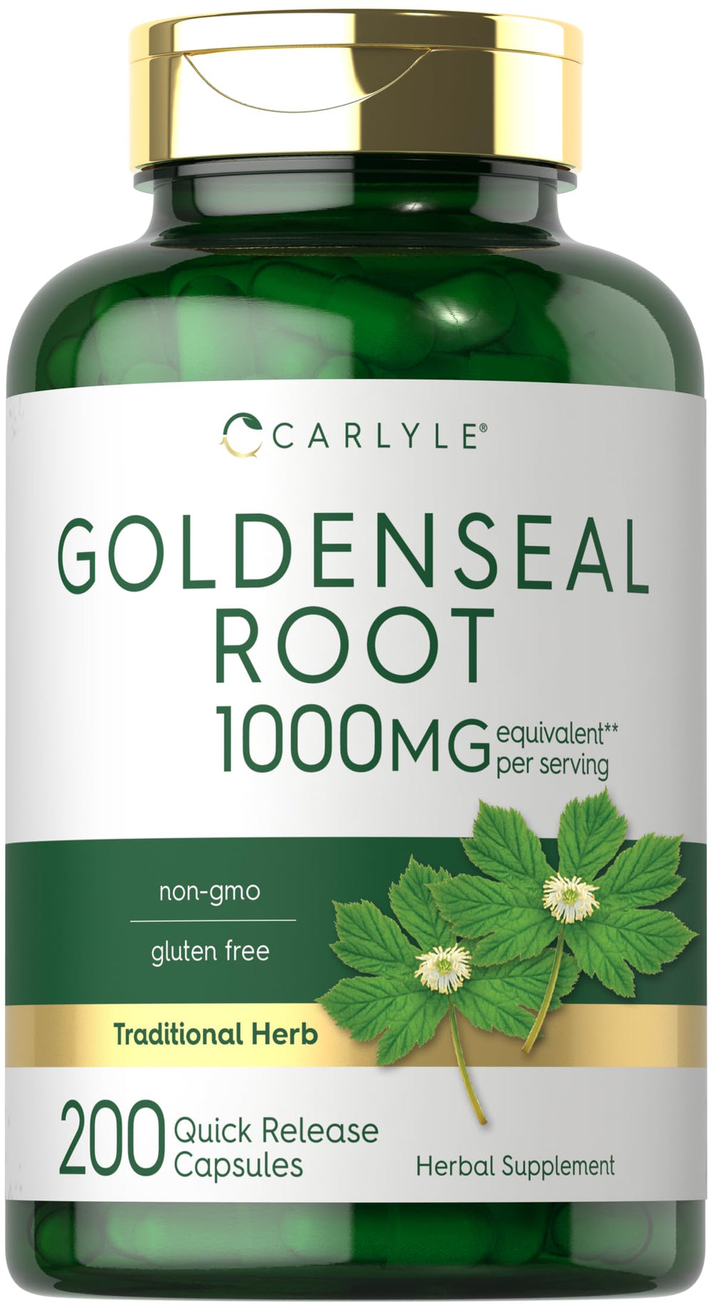 Carlyle Goldenseal bottle front highlights 1000 mg potency for daily wellness.