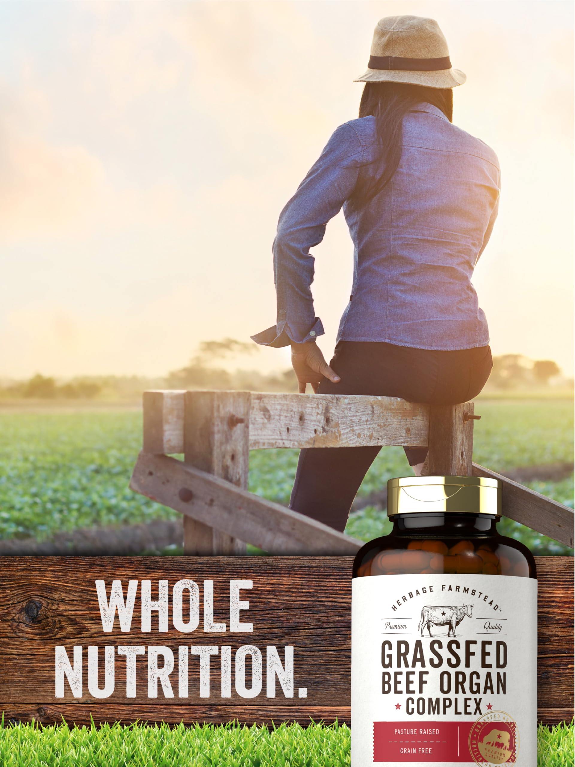 Carlyle Grass Fed Beef Organ Complex pasture scene emphasizing pasture-raised sourcing.