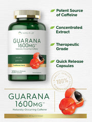 Front view of Carlyle Guarana Extract packaging showing non-GMO and gluten-free claims