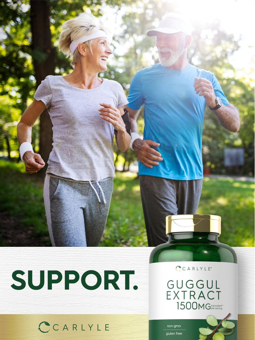 Gluten-free claim on Carlyle Guggul extract bottle appeals to dietary needs