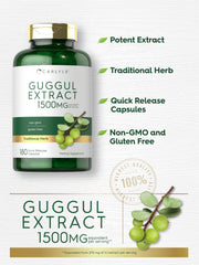 Carlyle Guggul extract label and packaging emphasizes non-GMO and gluten-free