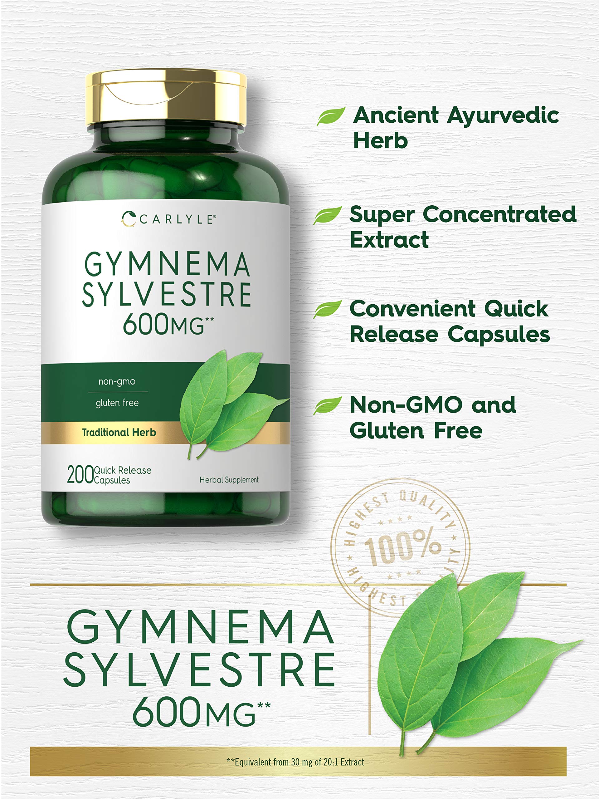 Carlyle Gymnema Sylvestre capsules in hand, convenient daily capsule form