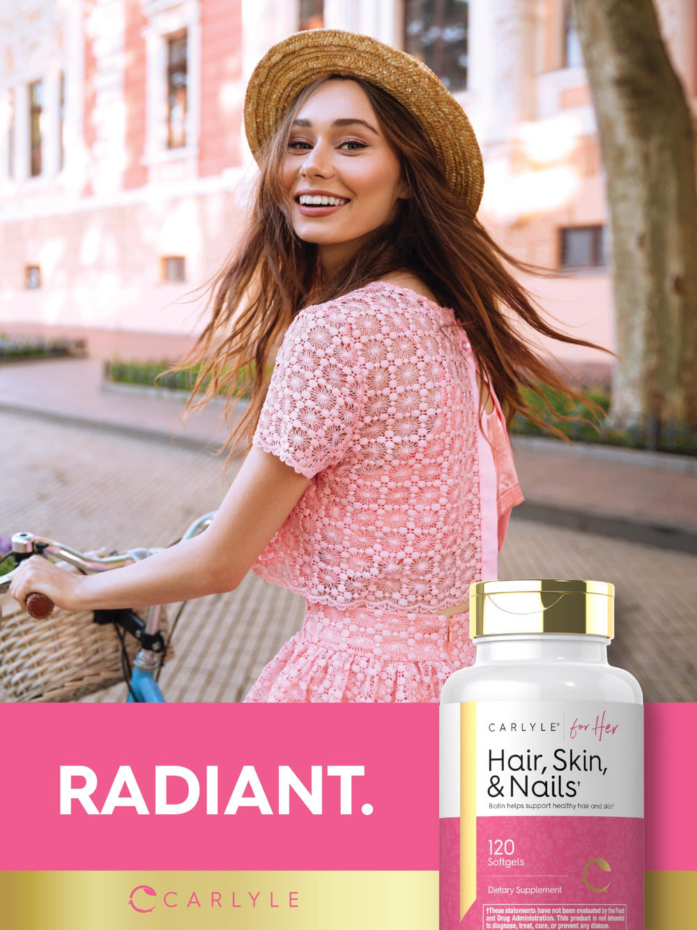 Carlyle Hair Skin & Nails softgels close-up emphasizing rapid release design