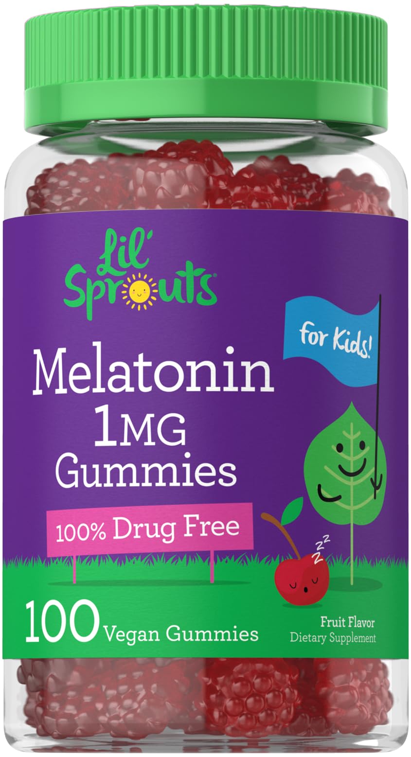 Carlyle Kids Melatonin Gummies bottle with fruit flavor, gentle bedtime option.