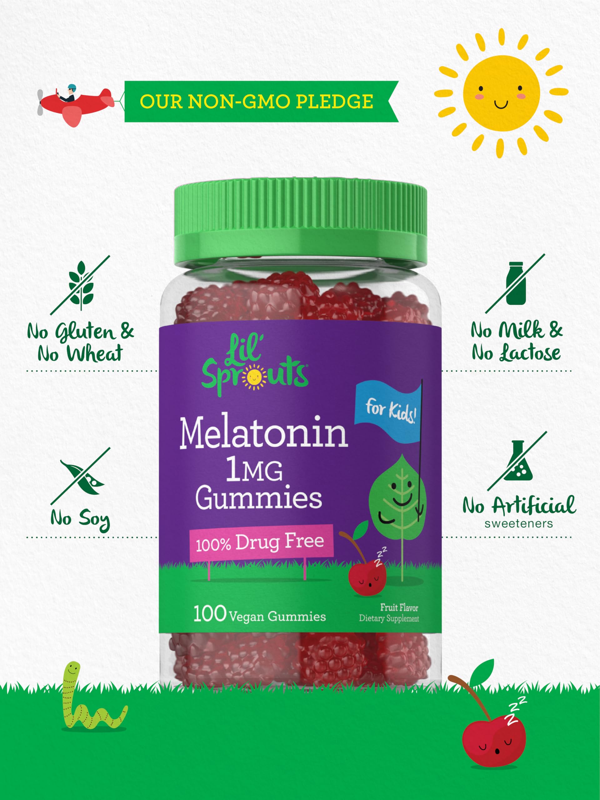 Carlyle Kids Melatonin Gummies 1 mg per gummy, safe dosing for kids.