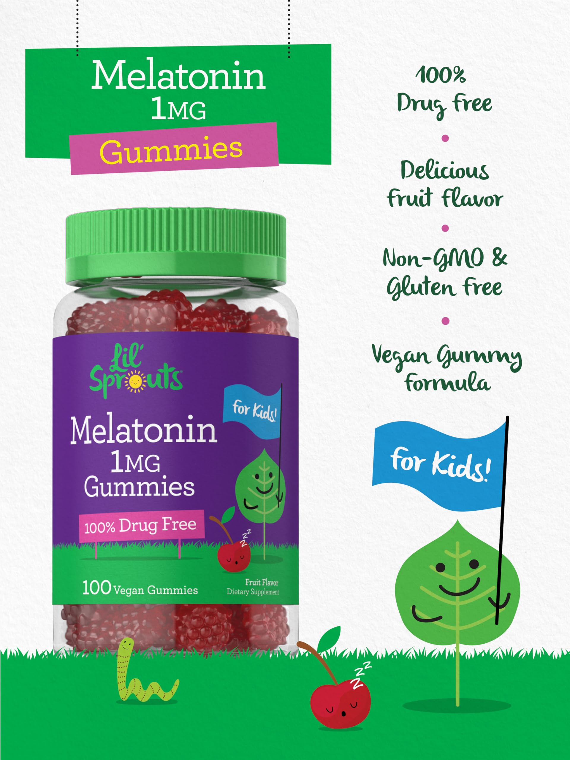Carlyle Kids Melatonin Gummies close-up, chewable texture and appealing color.