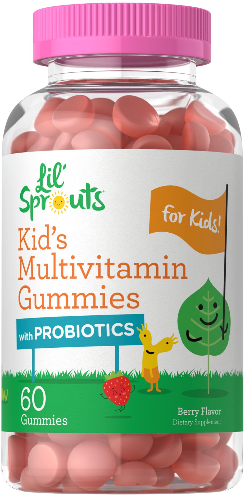 Carlyle Kids Multivitamin Gummies bottle highlights berry flavor for daily nutrition.