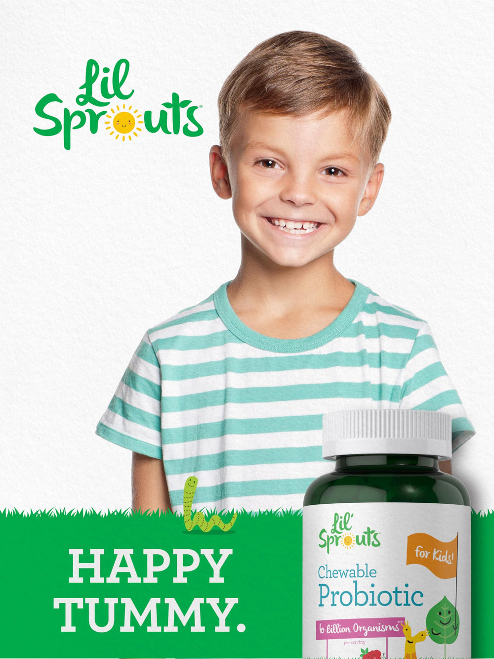 Carlyle Lil' Sprouts on-shelf display shows family-friendly probiotic option.