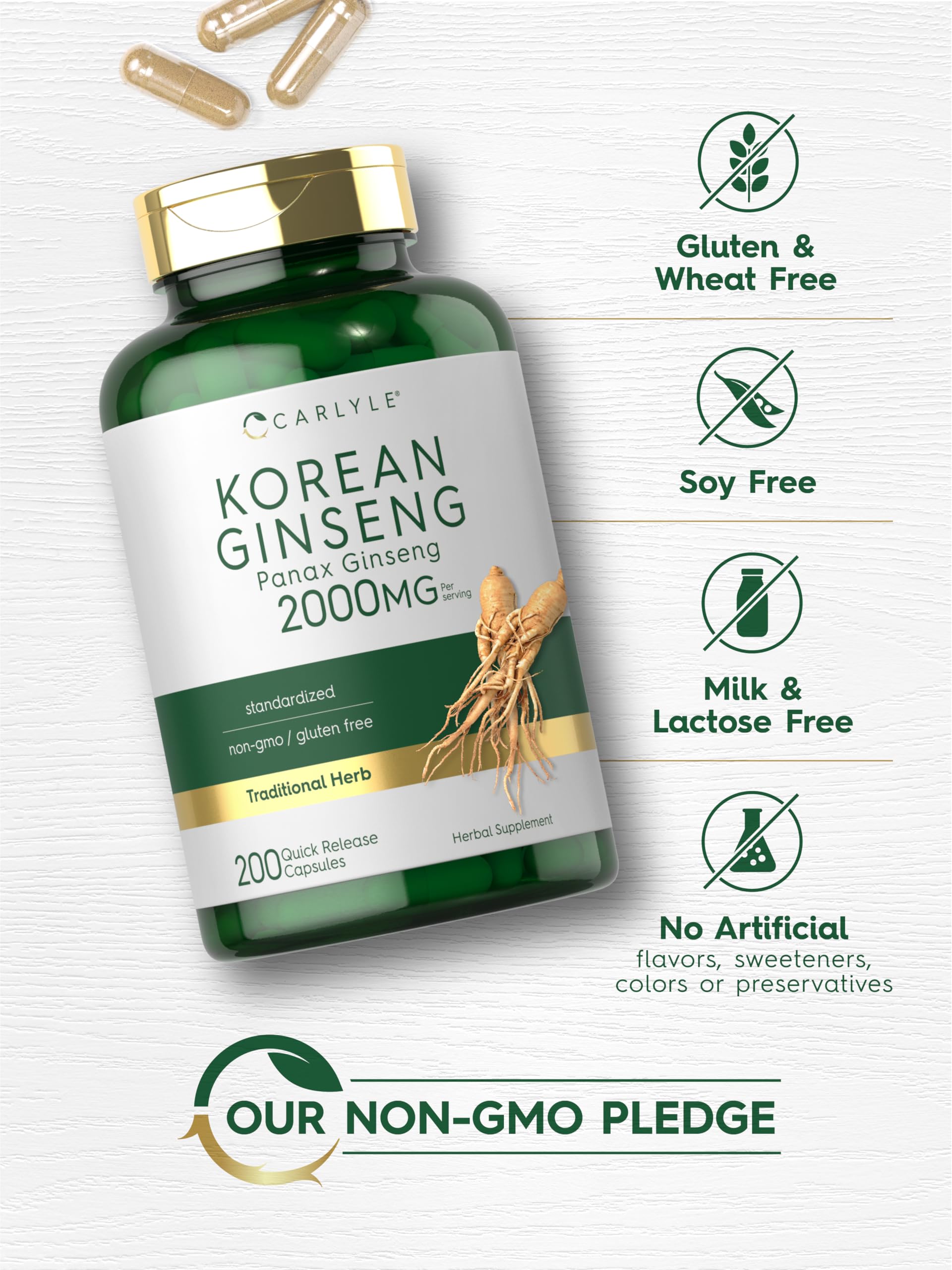Close look at 2000 mg per serving potency claim on package.