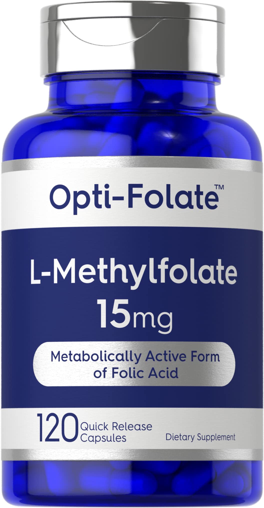 Carlyle L-Methylfolate 15mg bottle highlighting active folate form for easy absorption
