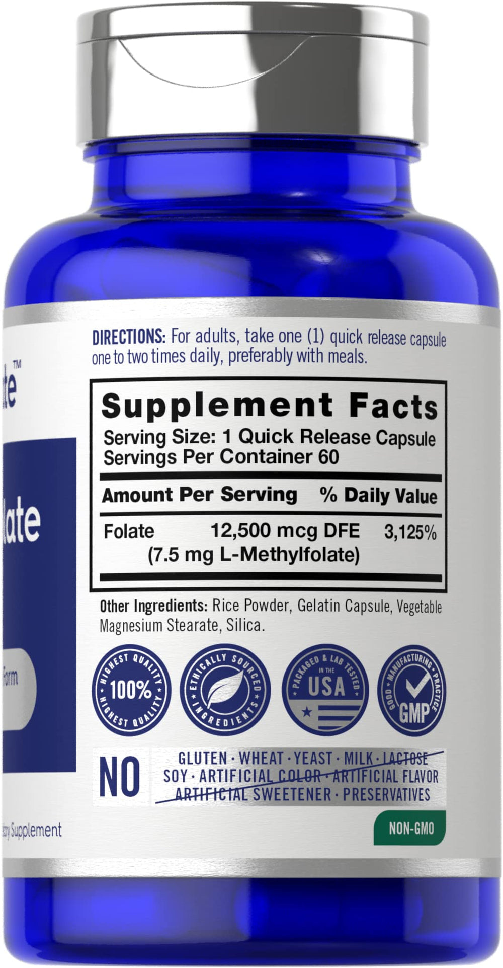 Carlyle L-Methylfolate capsules close-up showing quick-release capsules