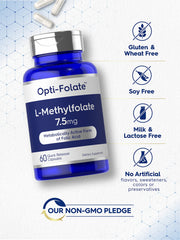 Carlyle L-Methylfolate glass bottle on table in a daily wellness setting